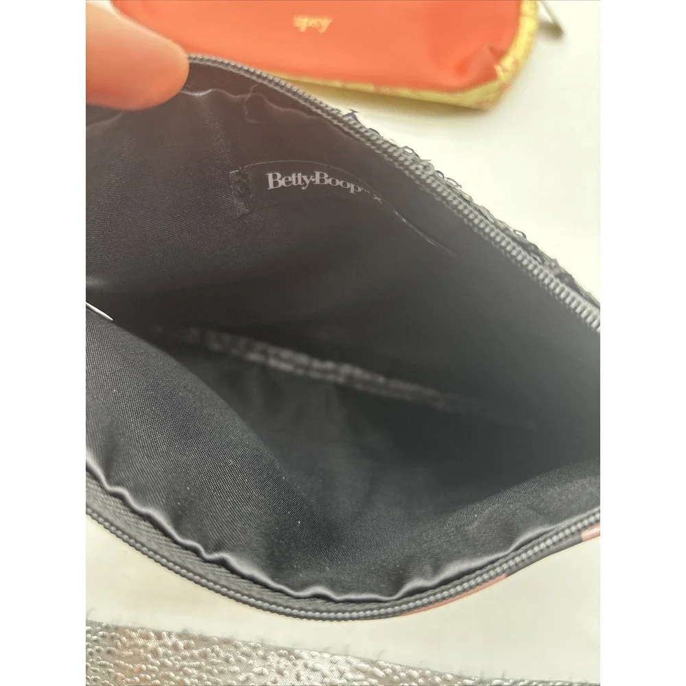 New W/out Tags 3 Ipsy Cosmetic Makeup Bags - Passport, Sequin, Betty Boop